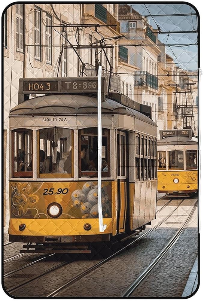 Zipper Lisbon Tram Style Picnic Mat Suitable for Travel Camping Park Or Home Use