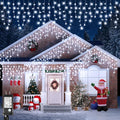 Icicle Lights for Outside 33FT 400 LED Icicle Christmas Lights Outdoor with 8 Modes 75 Drops Waterproof Plug in Curtain String Lights for Indoor House Yard Wedding Xmas Holiday Decorations White