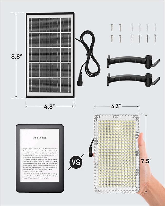 JACKYLED Solar Lights Outdoor 299 LED 1000 Lumens Bright Solar Wall Spotlight with 4000mAh Battery IP65 Waterproof Dusk to Dawn Auto Lighting for Front Door Balcony Shop Barn Garage (Black 2-Pack)