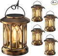 WdtPro Solar Lanterns Outdoor Lights 4 Pack Bright Lanterns Outdoor Waterproof with Clip Patio Decor Hanging Solar Lights for Outside Garden Yard Front Porch Table Decoration (Antique Copper)