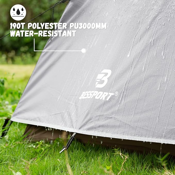 Bessport Camping Tent for 2-3 Person Lightweight Backpacking Tent Waterproof Windproof Two Doors Easy Setup Double Layer Outdoor Tents for 3 to 4 Seasons Suitable for OutdoorHikingCamping