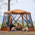 TIMBER RIDGE Easy Pop Up Gazebo Canopy Tent for Camping 11.5 X 9.8 Ft Portable Instant Screenhouse Pop Up Screened in Canopy with Netting for Backyard Patio Outdoor Tailgating Picnics Orange