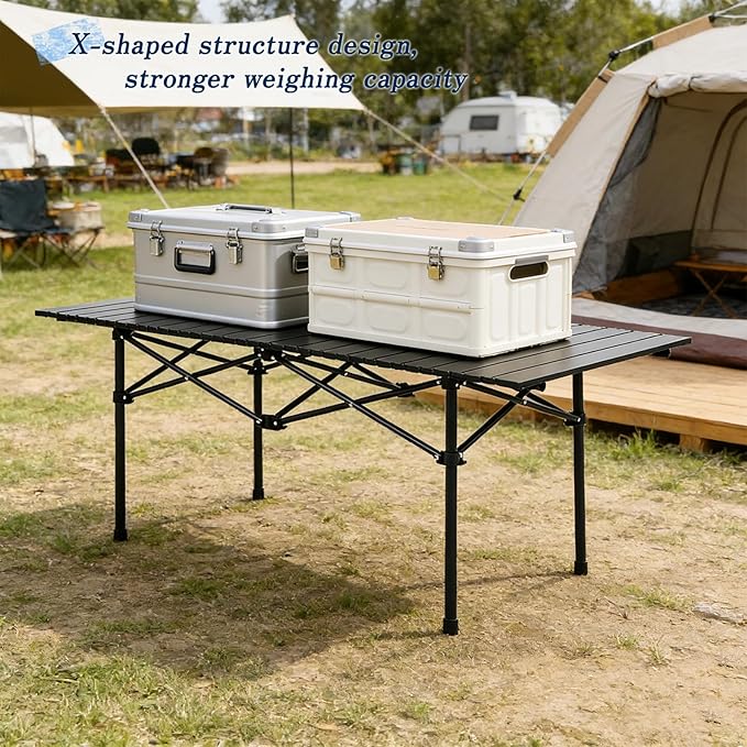 Camping Table Folding Portable Camp Table with 6 Chairs Folding Picnic Table with Carry Bag Indoor Outdoor for Camping Beach Patio RV Backyard BBQ Sturdy Stable Easy to Carry Black