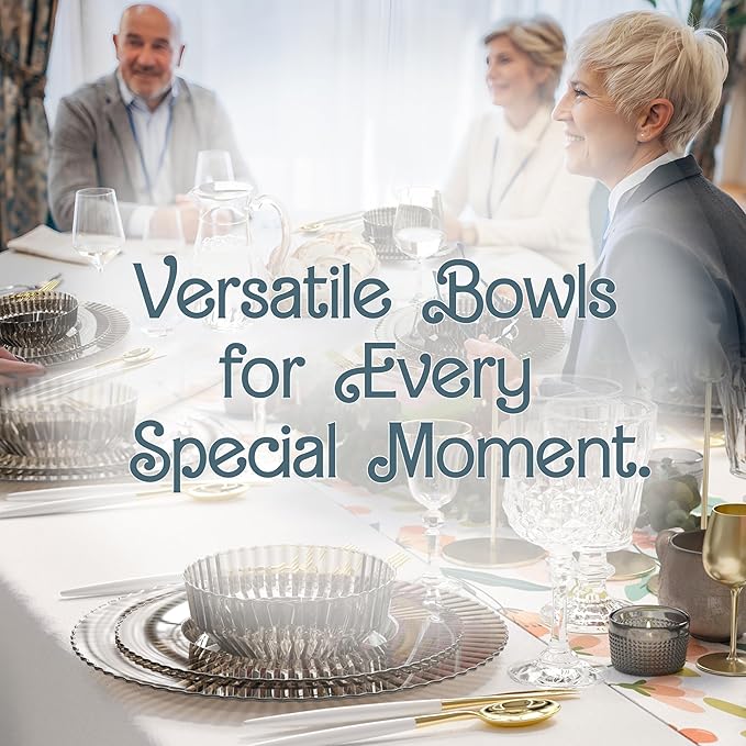 Exquisite Brown Plastic Bowls Disposable - 16 Oz - 20 Count - Disposable Soup Bowls - Great for Weddings Parties And Formal Occasions