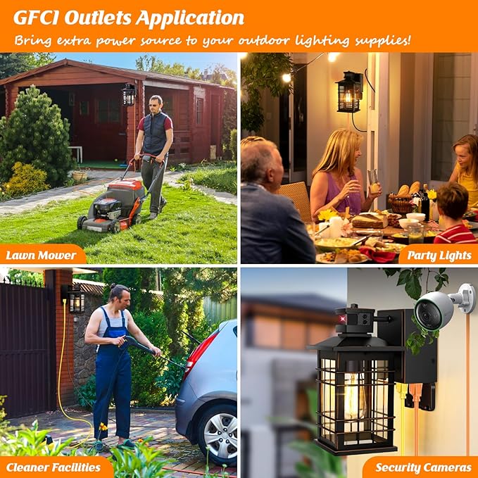 Porch Lights with GFCI Outlet 2-Pack Motion Sensor Dusk to Dawn Waterproof Outdoor Lights 3 Modes Oil-Rubbed Bronze Exterior Light Fixtures Wall Mount Outside Wall Lanterns for Front Door House