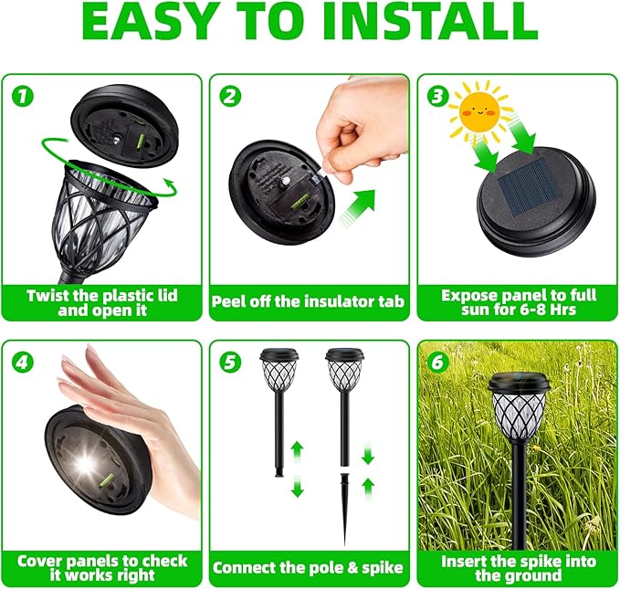 Solar Outdoor Lights Outdoor Waterproof IP65 Bright Powered by Solar Garden Lights for Patio Yard Driveway Decoration (8 Pack