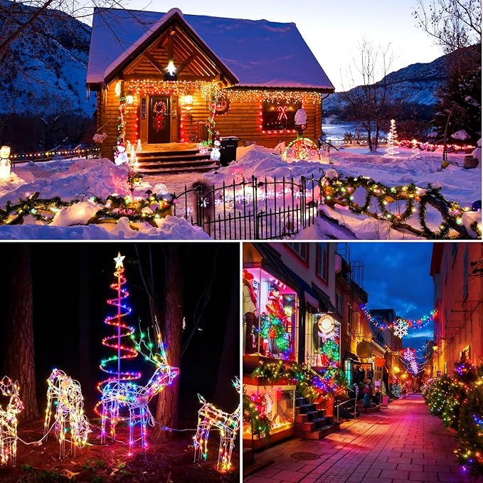 LED Outdoor Solar String Lights 38FT 100 RGB LEDs Solar Christmas Lights IP65 Supports APP/Music/8 Modes Solar Outdoor String Lights for Patios Gardens Trees Easter Decorations