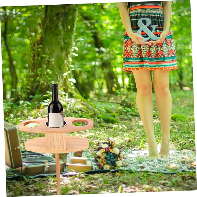 1pc Portable Folding Wine Table Lightweight Outdoor Wine Table for Beach Picnic and Backpack Suitcase