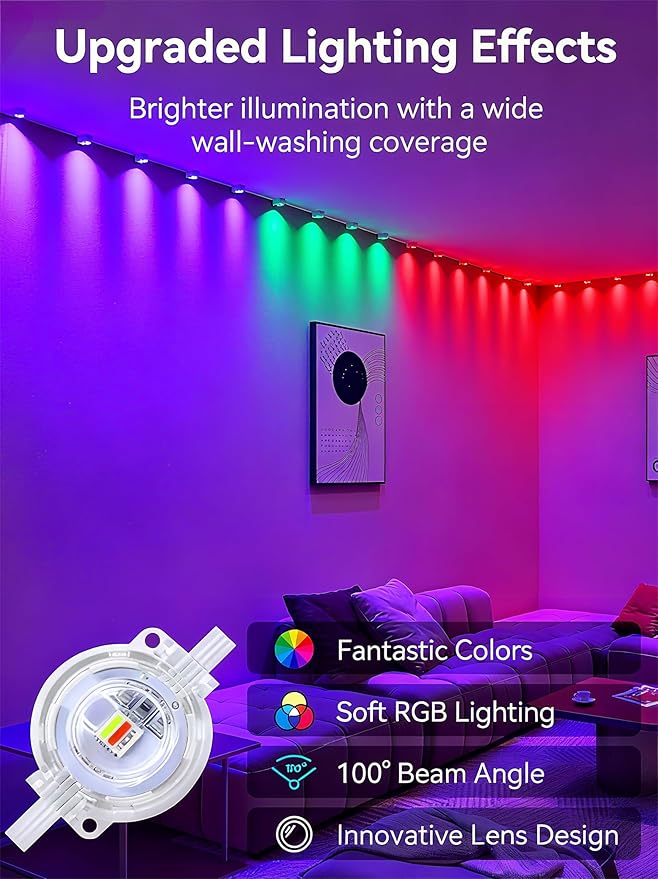 Permanent Outdoor Lights150FT RGB Christmas House Lights Outdoor with APP Remote Control IP67 Waterproof Smart Eternity Eaves Lighting for Holiday Party Daily
