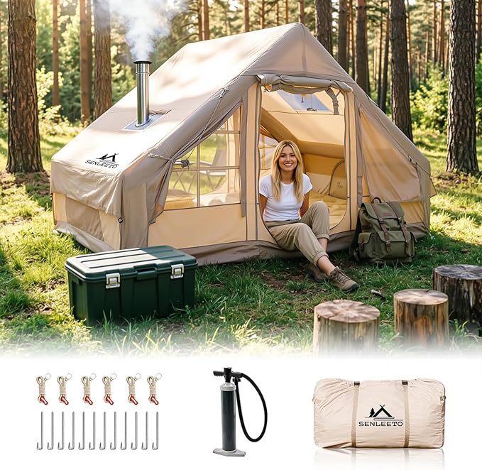 Inflatable Tents for Camping Large Inflatable Camping Tent with Hand Pump Easy Setup Tents for 2/4/6/8/10/12 People Portable Glamping Tent