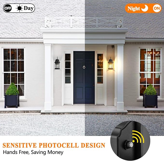 CINOTON Dusk to Dawn Outdoor Wall Lighting Outdoor Wall Lantern with Water Ripple Glass Waterproof Wall Sconce for Porch Front Door Patio or Garage (1 Pack)