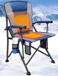 Heated Camping Chair for Adults Heats Back and Seat 3 Heat Levels Fully Padded Heated Folding Chair for Outdoor Sports with Cup Holder Rich Pockets Battery NOT Included