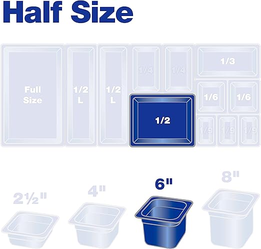 Carlisle FoodService Products Storplus 1/2-Size Food Pan for Catering Buffets and Restaurants Polycarbonate 6 Inches Deep Black (Pack of 6)