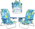 Backpack Beach Chairs for Adults - Folding Heavy Duty Camping Chair with Storage Pouch Cup Holder &amp Towel Rack Lightweight &amp Adjustable Chair for OutdoorTravel (2pcs / Tropical Foliage)