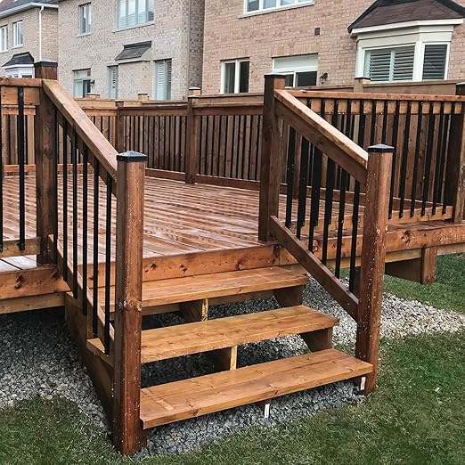 100 Pack Deck Balusters with End Caps&ampScrews 26 inch Rectangle Staircase Baluster Upgraded Metal Railing Spindles Kit for DecksPorch