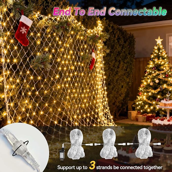 LitHome 10 x 10FT Christmas Net Lights Outdoor 35 Colors Changing 240 LED Christmas Net Lights with Remote Connectable 9 Modes RGB Mesh Light Plug in for Bushes Xmas Garden Gazebo Holiday Decor