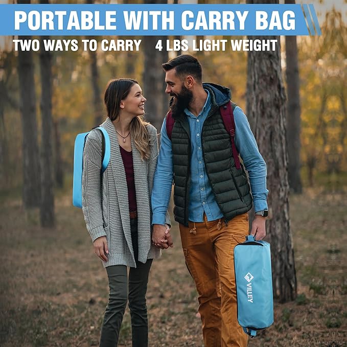VILLEY Portable Folding Chair Lightweight Camping Chair No Assembly Needed Quick Setup for Beach Hiking Supports 330 LBS Blue