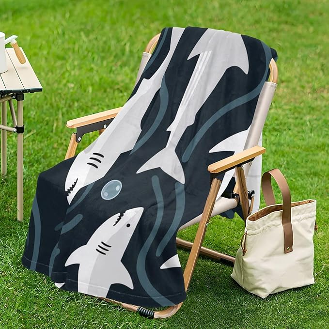 Blankets For Couch Childish Shark Animal Dark Blue Girl Throw Blanket 50x70