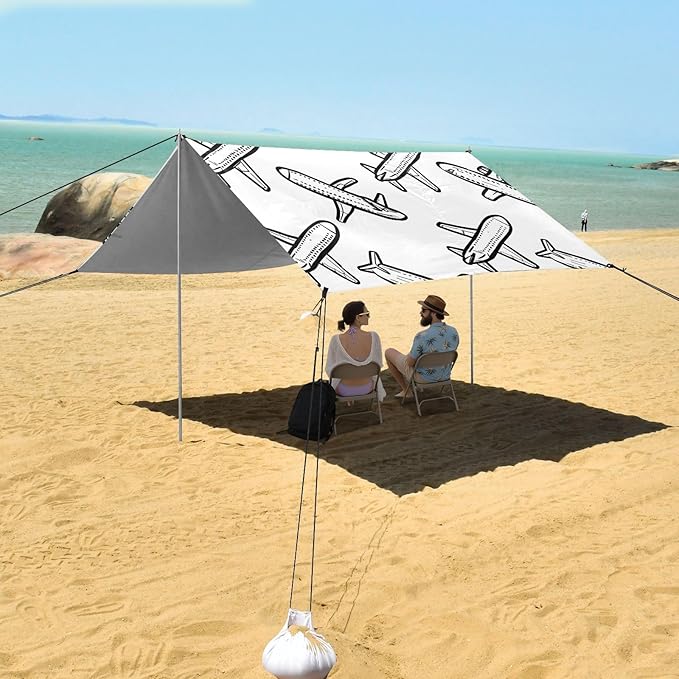 Airplane Camping Sun Shelter Beach Tent Portable Beach Sun Shade Outdoor Canopy for Camping Trips Fishing Picnic