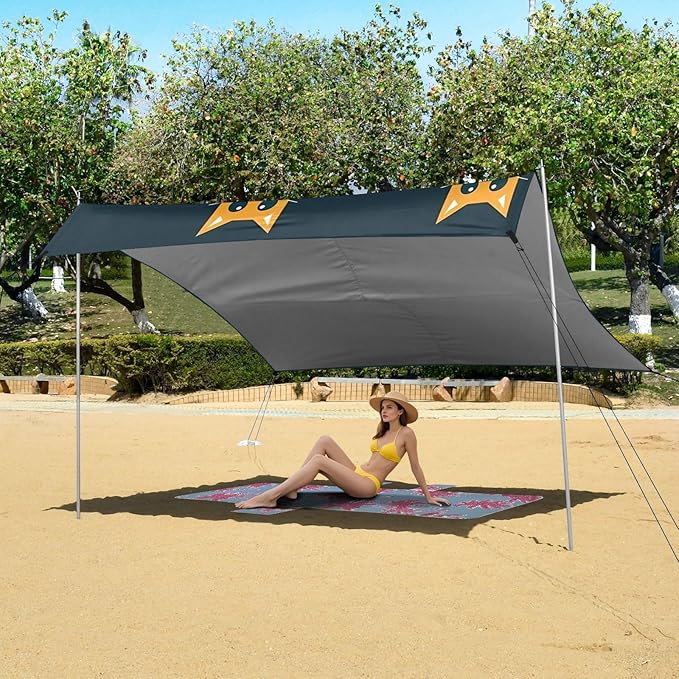 Cute CatCamping Sun Shelters 9.2 x 10.5 FT Beach Canopy Tent Sun Shade with Carrying Bag for Camping Trips Fishing Backyard Fun or Picnics 21341706