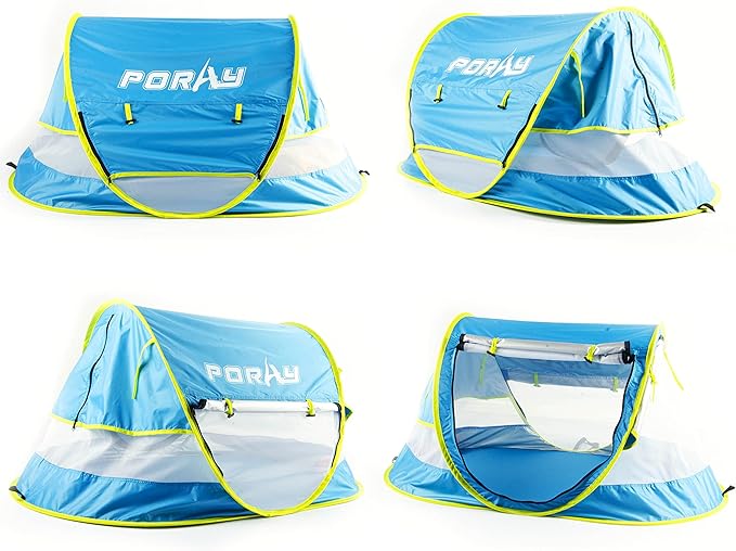 Poray Portable Baby Beach Tent with UPF 50+ Sun ShelterMosquito Net and Sunshade Ideal Pop Up Kids Travel Tent with Carry Bag &amp 2 StakesOutdoor Indoor Play and Sun Protection