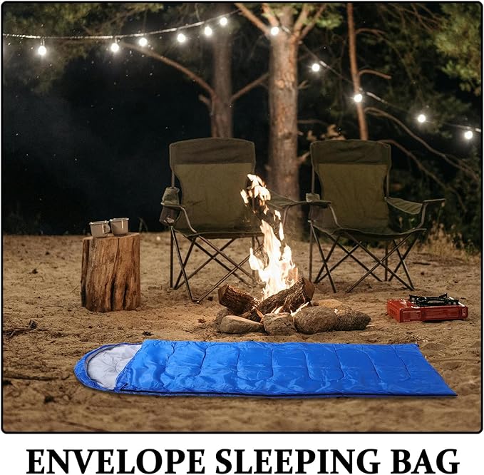 Balacoo Outdoor for Adults Lightweight Waterproof Cold Weather Envelope Sleeping Sack with Hollow Cotton Filling 1.3kg Blue for Camping Hiking