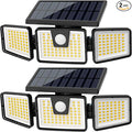 AmeriTop Solar Lights Outdoor 2 Pack LED High Brightness Cordless Solar Motion Sensor Lights 3 Adjustable Heads 270° Wide Angle Illumination IP65 Waterproof Security LED Wall Light(Daylight)