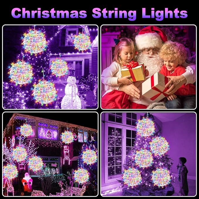 Christmas String Lights Outdoors4 Pack 11.81 Sphere LightsBall Tree Garden Globe Lights for Home Party Christmas Porch PatioWedding GardenTree Decoration with Plug