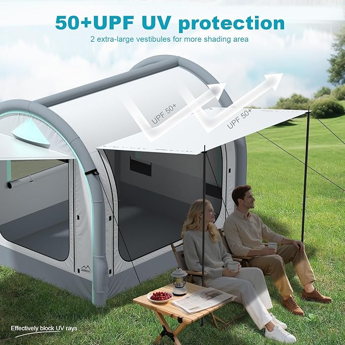 M KARMATER 60 Second Blow Up Tent for Camping Inflatable Waterproof &amp Windproof Adult Family Tent Outdoor 2-4 Person Easy Setup All Weather 4 Season Camping Tent with Storage Bag