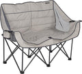 Lippert Campfire Folding Loveseat with 500-lb. Weight Capacity Carry Bag Durable Mesh Fabrics High-Loft Cushioning Storage Pocket Dual Cupholders Stemmed Wine Glass Holder (Sand) - 2021000205