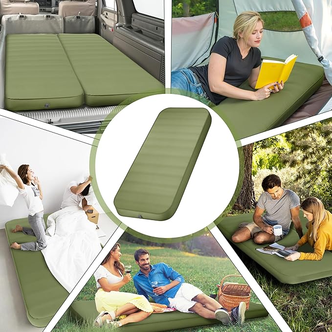 OUTSKIRT Camping Mattress Self Inflating Sleeping Pad with Pump Sack Foam Camping Pad for Sleeping 4” Thickness Sleeping Mat for Camp/Travel/Car/Tent 4 Season Camp Air Mattress