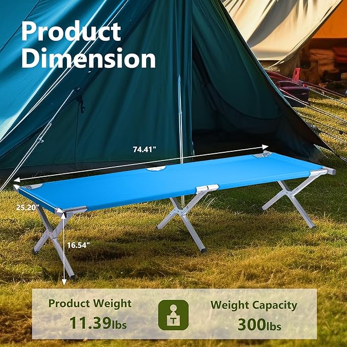 Outvita Folding Camping Cot Sleeping Bed with Carry Bag Lightweight Portable Cots for Travel Fishing Hiking and Outdoor Activities