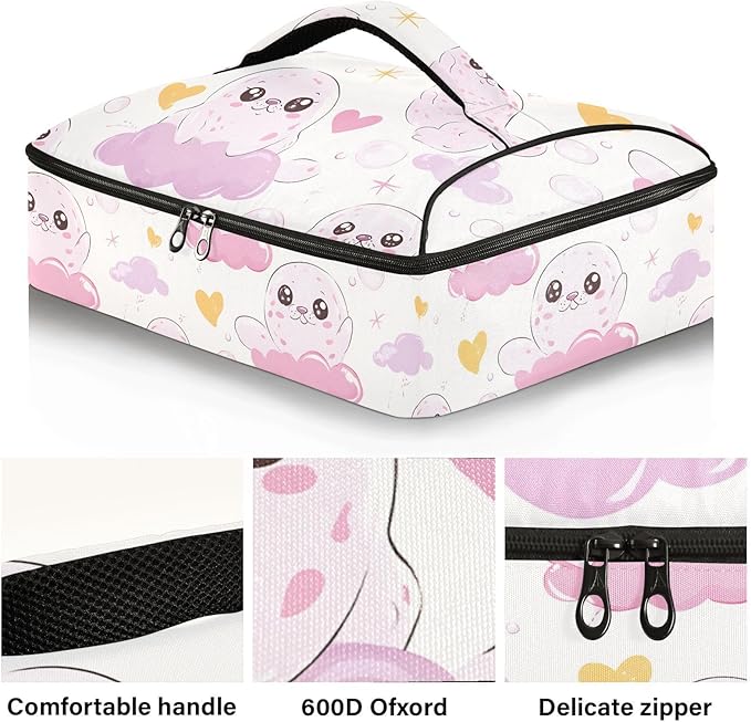 Casserole Carrier Sea LeopardInsulated Casserole Carrier for Hot or Cold Food Thermal Lunch Tote for Potluck Parties Picnic Beach Fits 9 x 13 Inches Baking Dish