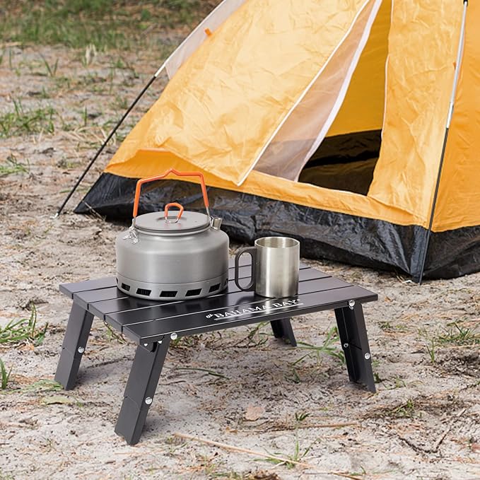 Old Bahama Bay Ultralight Aluminum Mini Table 66lbs/30kg Weight Capacity Foldable Small Beach Table with Retractable LegsSuitable for Picnic Camping Outdoor Hiking