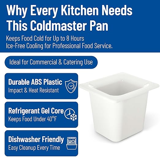 CFS CM110402 Coldmaster ABS Standard Sixth-Size Food Pan 1.6 qt. Capacity 6.84 x 6.25 x 5.91 White
