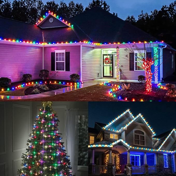 250FT C9 Outdoor String Light Stringer E17 Socket 12 Spacing C9 Christmas Stringer Set Spool Green Light String for Wedding Patio Event Lighting Decor Green Wire