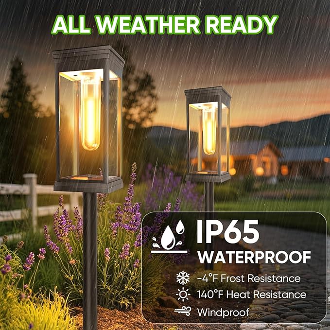 12 Pack Solar Pathway Lights OutdoorIP65 Waterproof - Bright Solar Lights OutdoorAuto On/Off Pathway Lights Solar PoweredSolar Path Lights for Walkway Driveway Garden