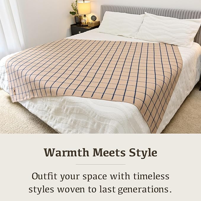 Chubbuck 100% Wool Blanket Camping (60 x 84) - Large Warm Blanket for Camping Emergency Outdoor Concerts and Home Use - Fire Retardant Soft and Warm Blankets for Winter (Scotch)