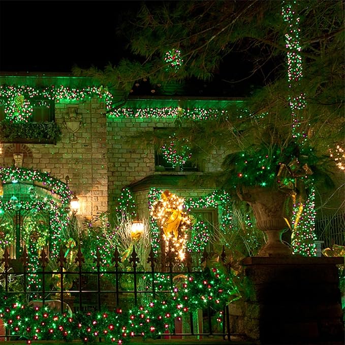 WATERGLIDE 1000 LED Christmas String Lights 328 FT Green Wire LED Decorative Fairy Lights with Remote &amp 8 Modes Waterproof for Outdoor Xmas Holiday Party Garden Wedding Home Decor Red &amp Gre