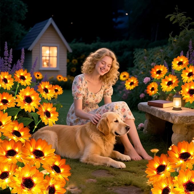 Solar Garden Lights 6 Pack 36 Solar Sunflower Lights Gifts for Mom Women Grandma Mothers Day Birthday Waterproof Solar Flower Light for Outdoor Decoration Decorative Stakes for YardLandscapePatio
