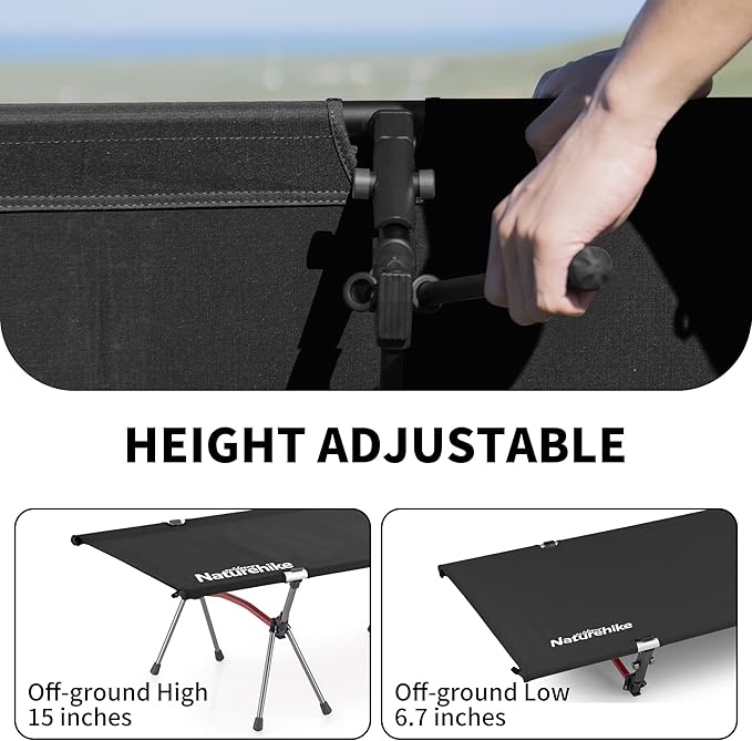 Naturehike ArmyWild Folding Camping Cot Height Adjustable Ultralight Backpacking Cot Portable Camping Bed for Camping Hiking Travel Home