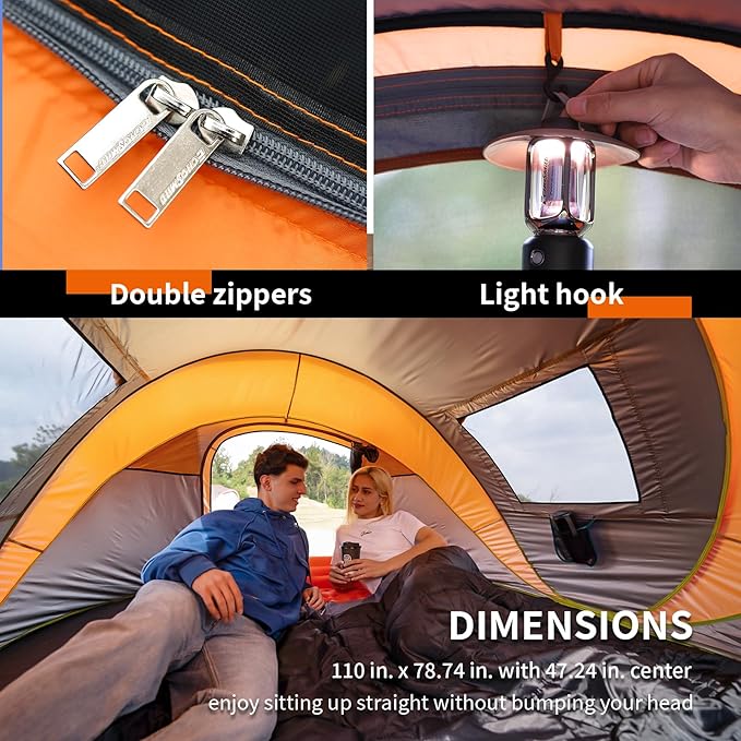 EchoSmile Instant Pop Up Camping Tent 2/4/6 Person Easy Setup Tent Water Resistant Dome Portable with Carry Bag