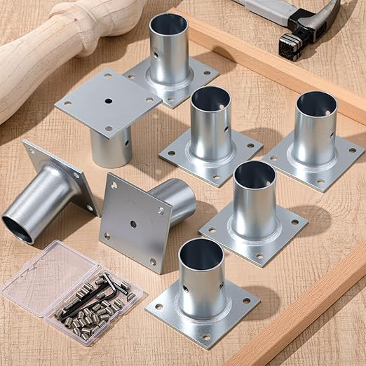 Blulu 8 Pack Galvanized Steel Flange Oblong Base for 1-5/8 OD Tubing Suitable for Mounting Stainless Worktables Equipment Stands Kitchen Equipment Legs