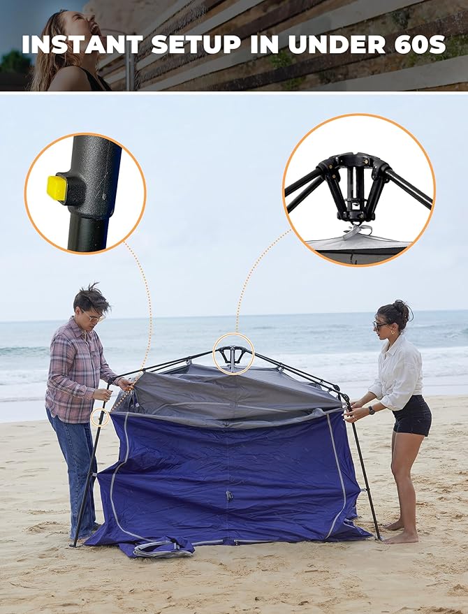 KingCamp Instant Shower Tent Portable Superior Stable Privacy Shelter 2 Large Rooms Outdoor Toilet Tent with Floor for Beach Camping &amp Hiking Setup in Under 60s