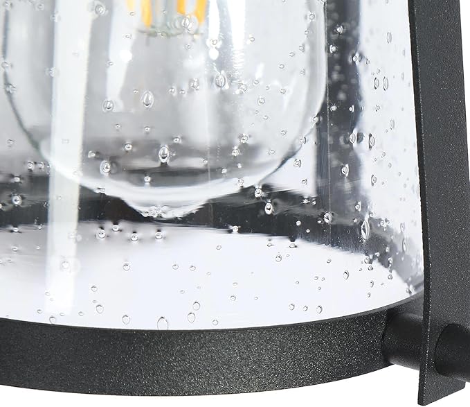 Outdoor Wall Lantern Light Fixture Black Exterior Wall Mounted Sconces with Seeded Glass Farmhouse Anti-Rust Porch Lights for Front Door Garage Entry Porch Patio and Gazebo