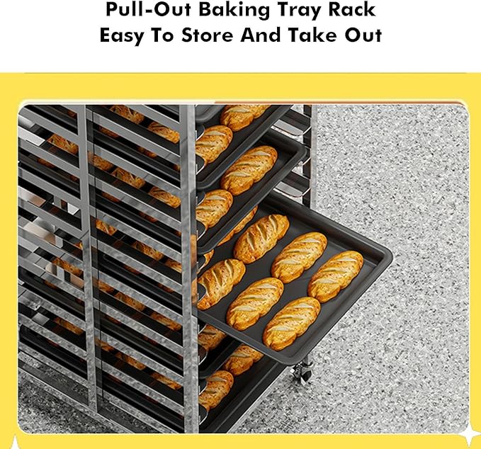 Quick Rack for Baking Pans18-Tier Baking Rack for Large Bread Pans &amp Rolling Sheets - Ideal for Bakeries Restaurants and Food Service - Heavy-Duty Space-Saving Design