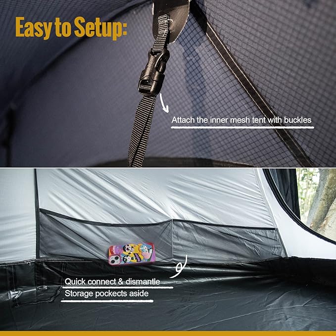 OneTigris COMETA Camping Tent Detachable Inner Mesh Tent &amp Portable Carry Bag Included Easy Setup Waterproof Windproof Tunnel Tent for Outdoors Camping Canoeing Beach Travel Picnic