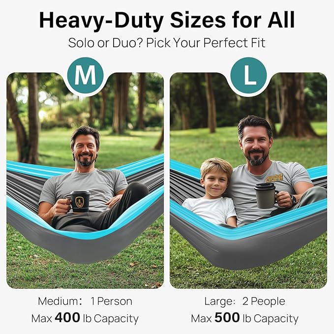 Kootek Camping Hammock Portable Hammocks with Tree Straps &amp Attached Carry Bag Camping Essentials Gear Perfect for Outside Indoor Hiking Beach Backpack Travel