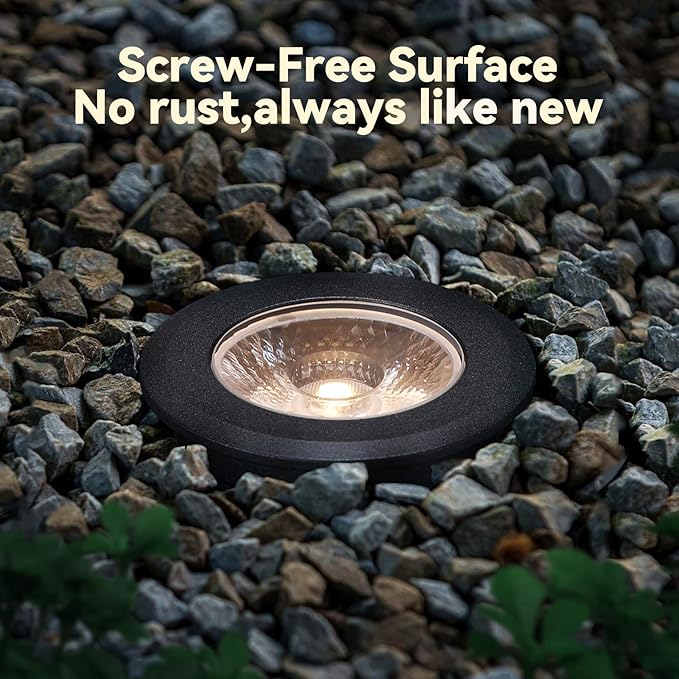 LEONLITE 12-Pack 3W 5CCT Well Lights Landscape LED In Ground 12-24V AC/DC Low Voltage CRI90 IP67 Inground Well Lights Outdoor Black Aluminum Housing Embedded Parts Included