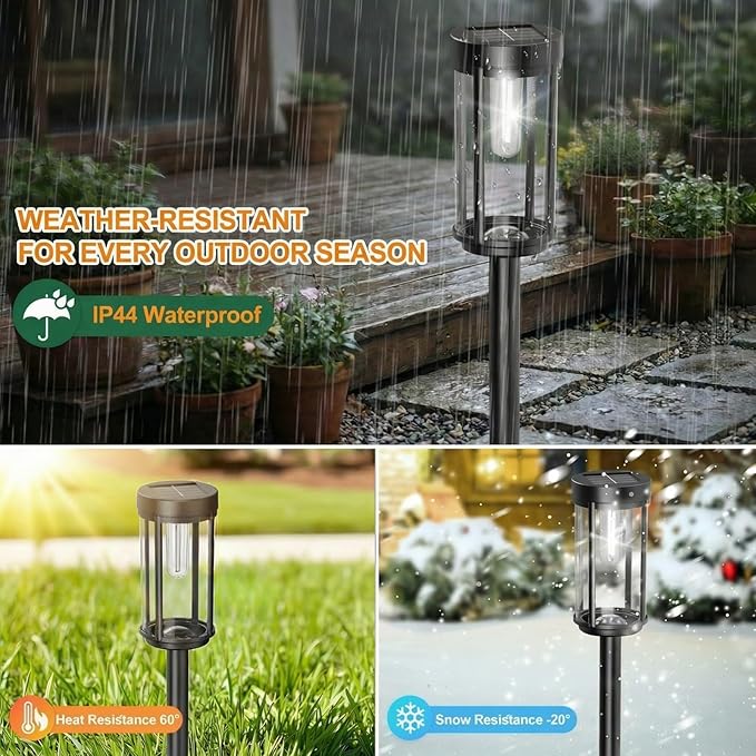 Sparkblaze 12 Pack Solar Pathway Lights Outdoor Modern Classic Solar Garden Lights Auto On/Off Landscape Lighting for Yard Lawn Patio Walkway Waterproof Solar Stake Lights. (12 Cold White)